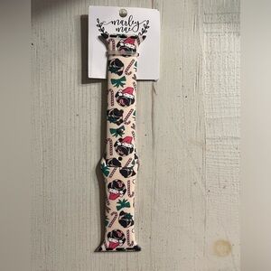 Christmas Pug Print Silicone Watch Band, compatible with Apple Watches, new!
